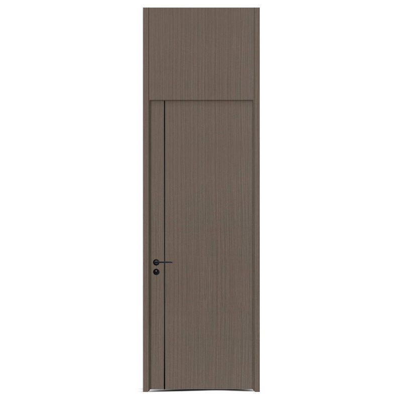 Lixadeira preta GW-206 PVC MDF porta interna do quarto de madeira com linha de decoração de alumínio preto