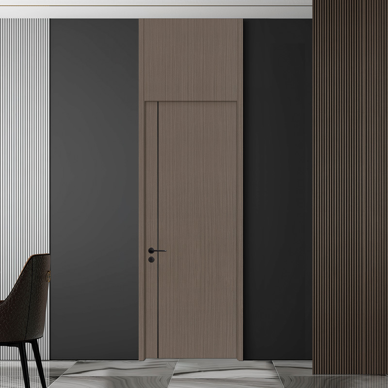Lixadeira preta GW-206 PVC MDF porta interna do quarto de madeira com linha de decoração de alumínio preto